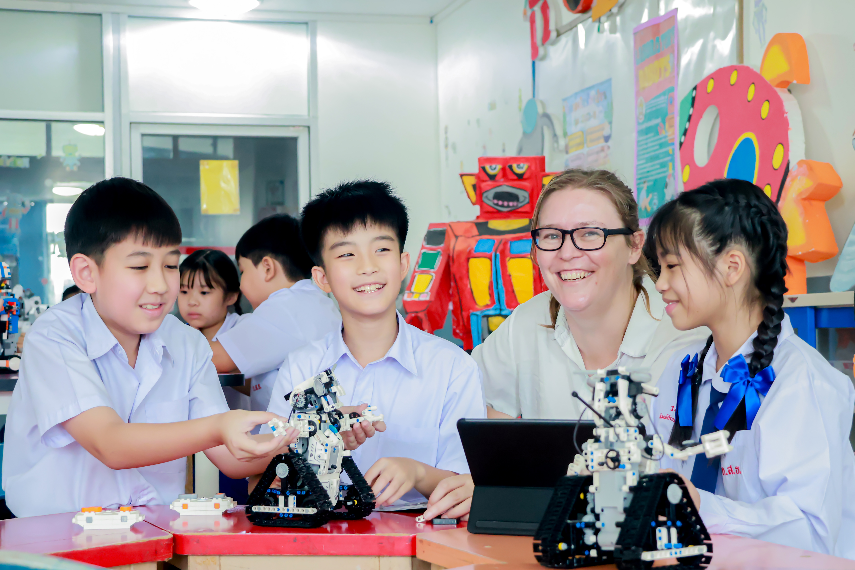 Students learning about the world together