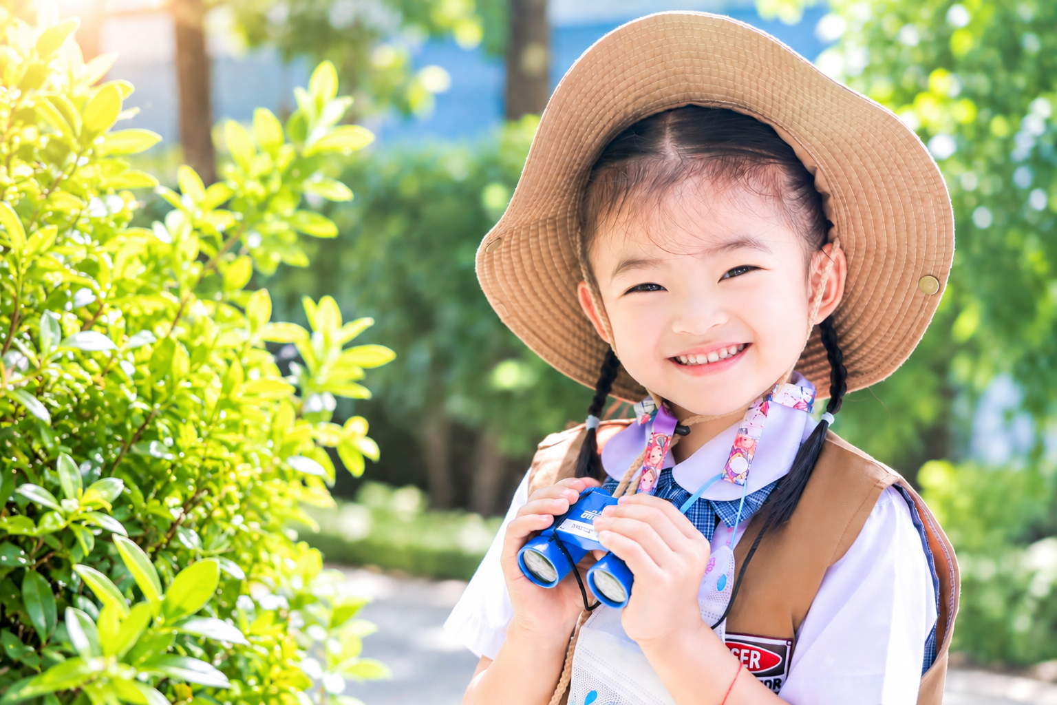Child discovering a seedling through learning